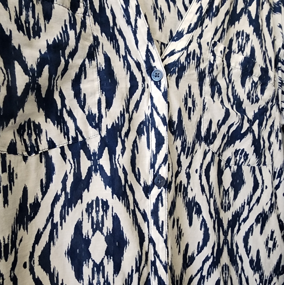 Athleta Women's Size SMALL Ikat Print Cotton Silk Swim Cover Up Tunic - Picture 3 of 8